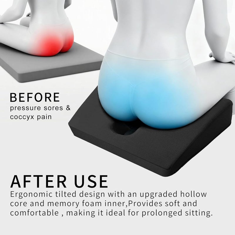 FoKon Gel Wheelchair Seat Cushion,Bed Sore Cushions for Butt,Hemorrhoid Pillow,Sciatica,Coccyx,Pressure Sore and Ulcer Pain Relief Butt Pillow,Cushion for Office Chairs 18" L x 15" W(Black) - Image 5